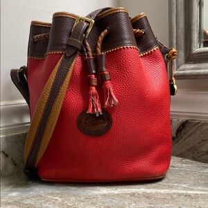 Vintage Dooney and Bourke Red Teton Bucket Bag